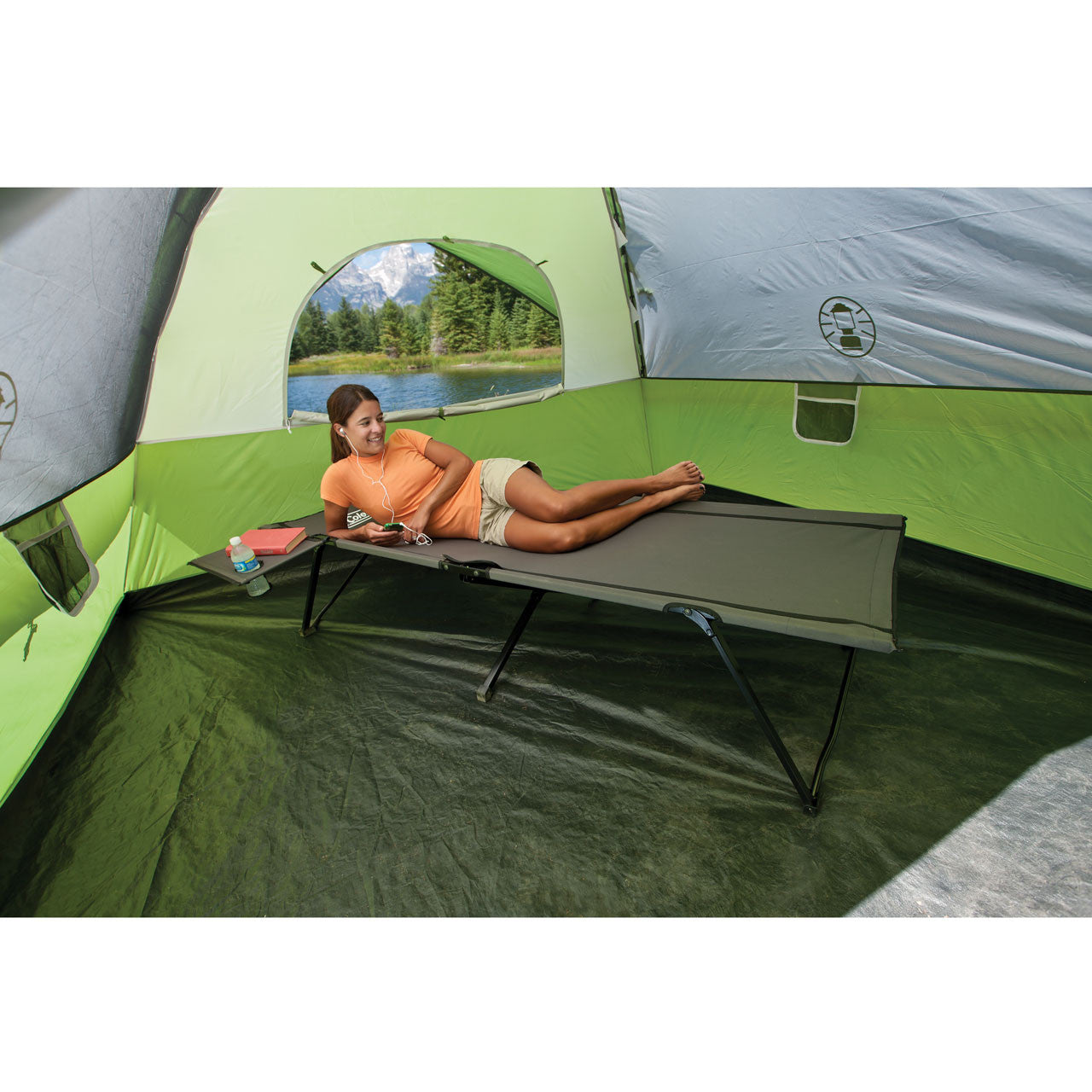 Coleman Packaway Steel Camp Bed With Side Table from Camperite Leisure