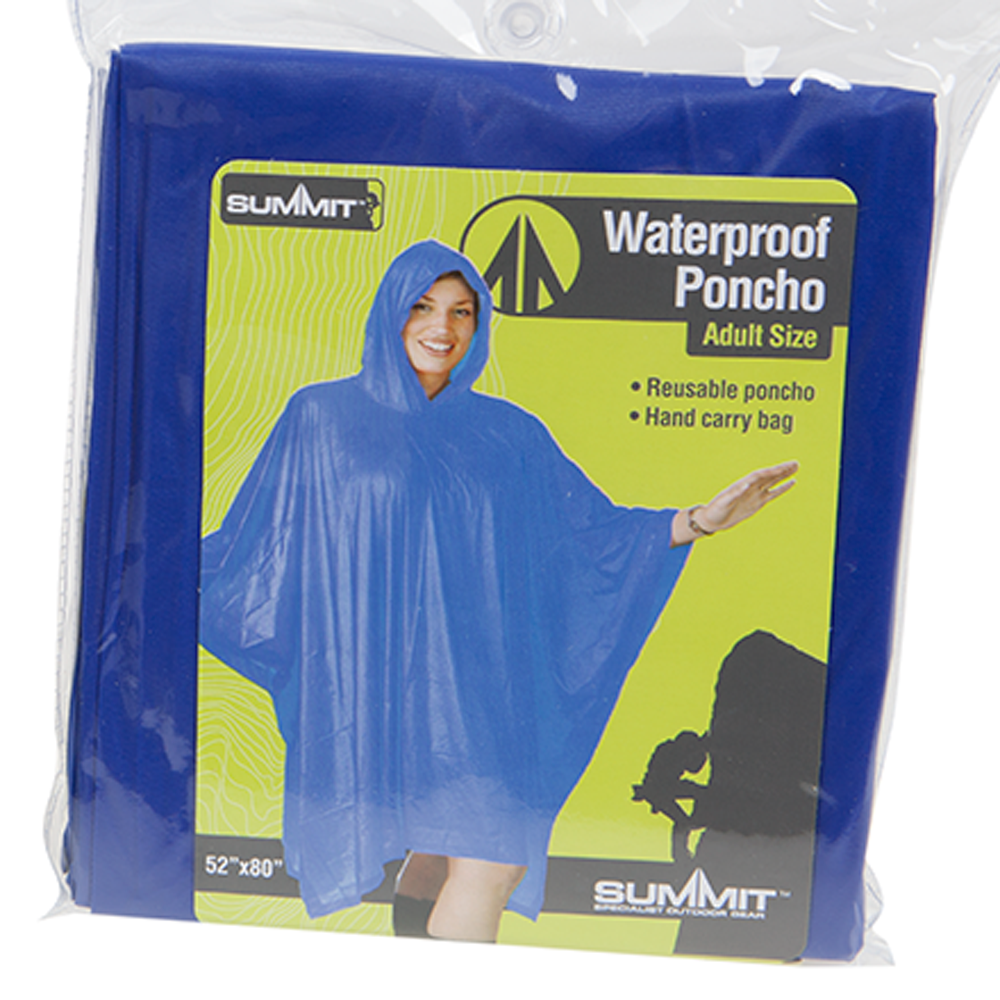 Summit Adult Waterproof Poncho with Carry Bag