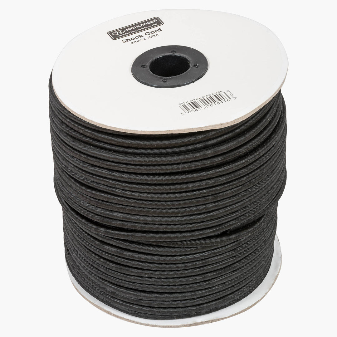 Highlander Black 8mm Shock Cord - Per Meter