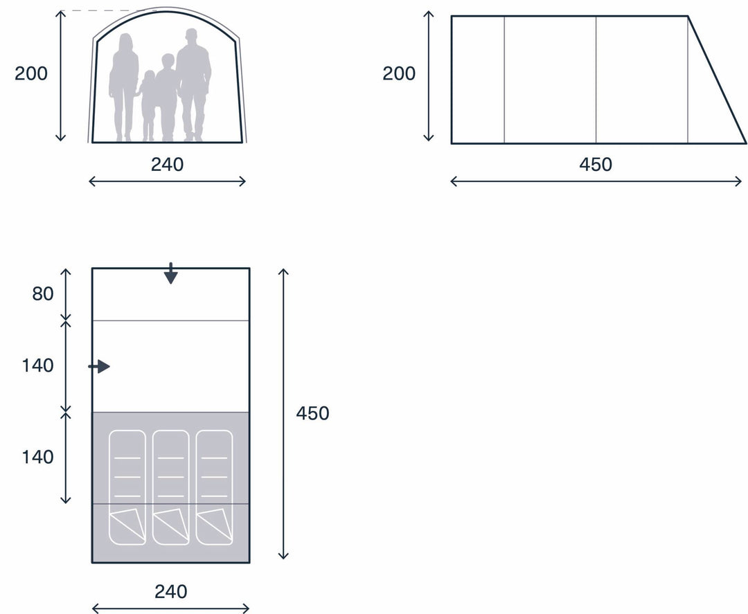 Kampa Dawlish 3 Poled Floorplan
