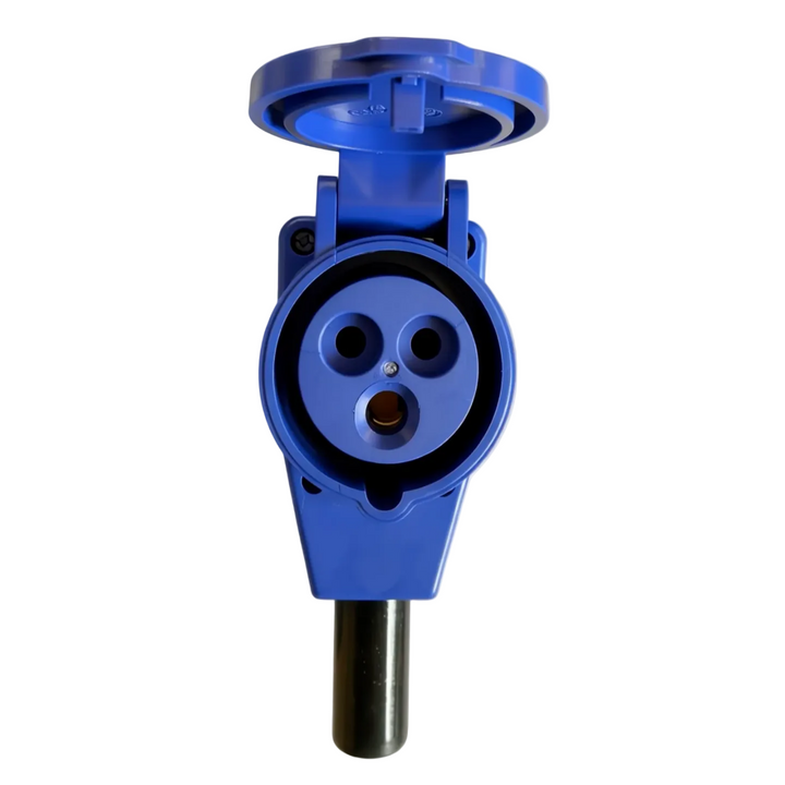 Mains Unit Coupler 16A -90 Degree, with a three-pin plug face