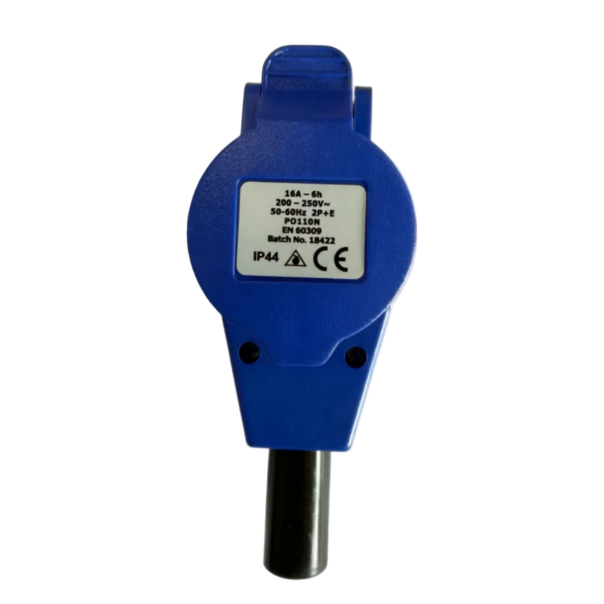 Mains Unit Coupler 16A -90 Degree, with a three-pin plug face