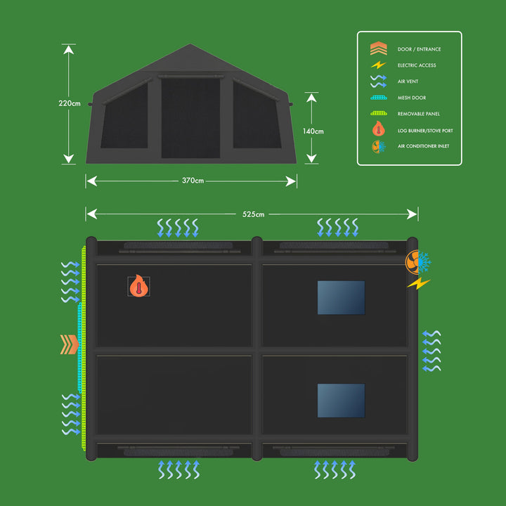 Holawild Airtek Machu Picchu Large Grey Inflatable Lodge Tent