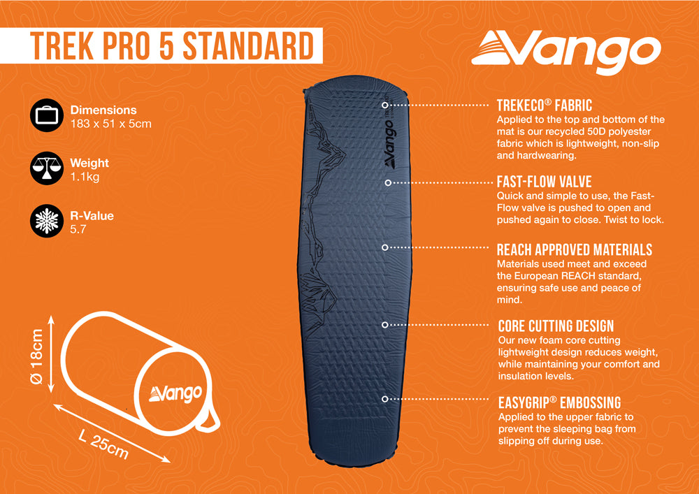 Vango Trek Pro 5 Standard Self-Inflating Mat
