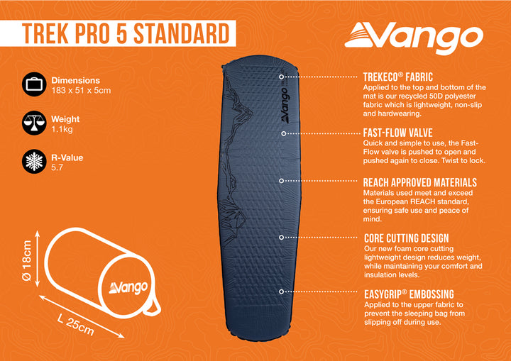 Vango Trek Pro 5 Standard Self-Inflating Mat
