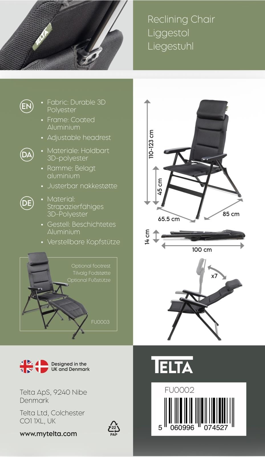 Telta Anholt Padded Reclining Chair