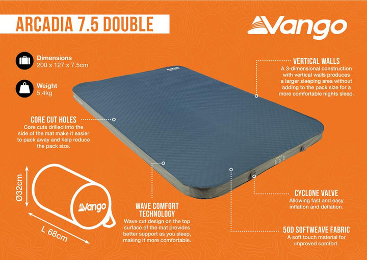 Vango Arcadia 7.5cm Double Self-Inflating Mat