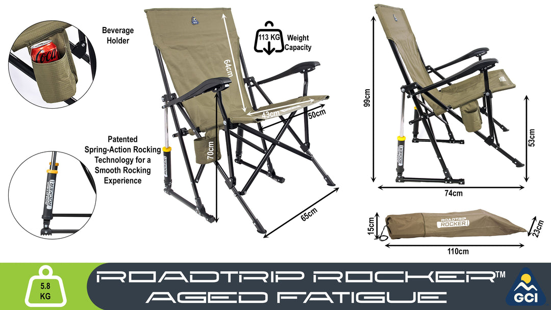 GCI RoadTrip Rocker Chair - Aged Fatigue