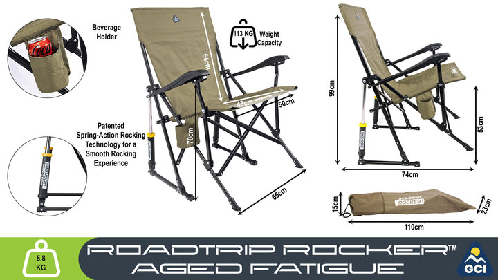 GCI RoadTrip Rocker Chair - Aged Fatigue
