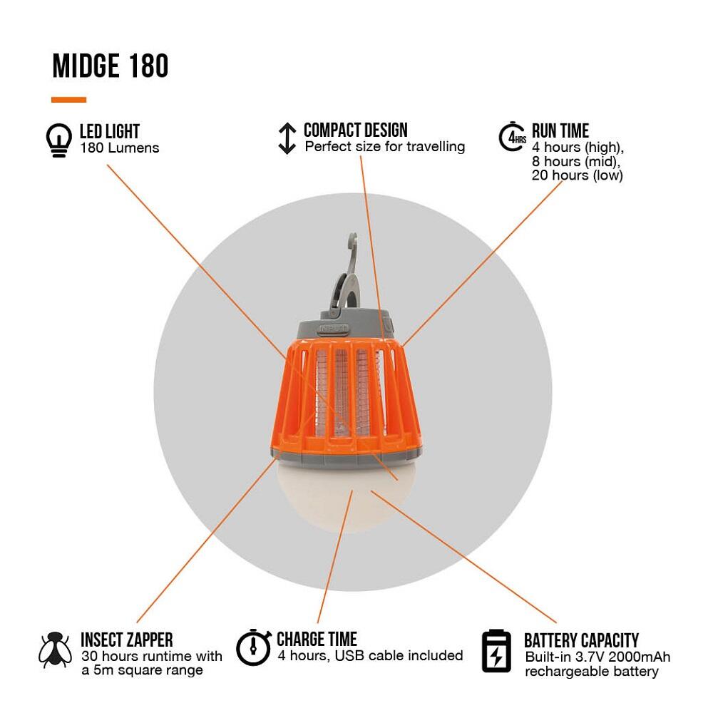 Vango Midge 180 Recharge Light/UV Insect Zapper