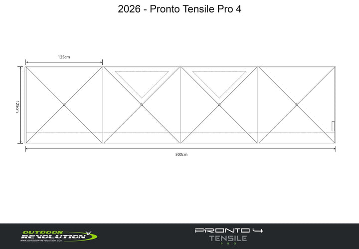 Outdoor Revolution Pronto Tensile Pro 4 - Window Windbreak (500cm x 125cm)