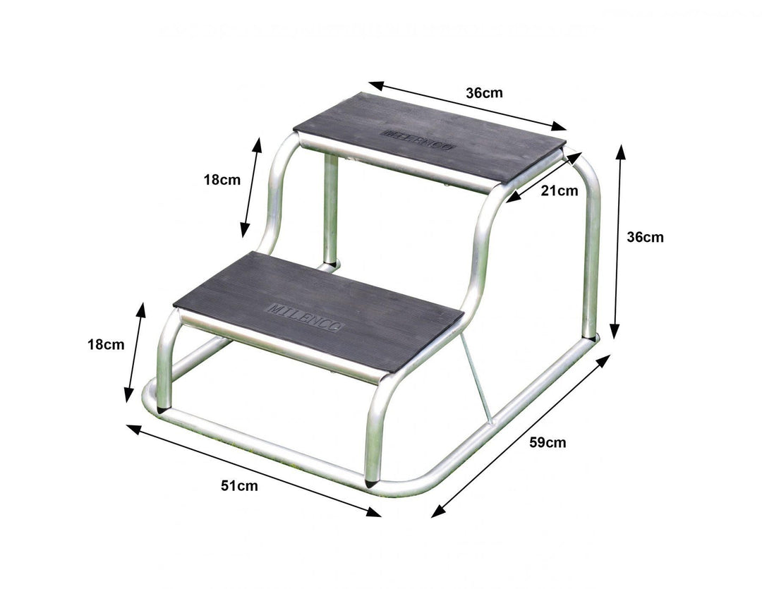 Milenco Aluminium Rubber Top Double Step